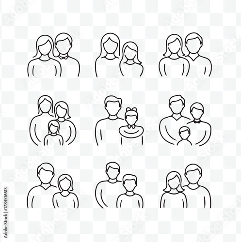 Diverse Family Icon Set Collection