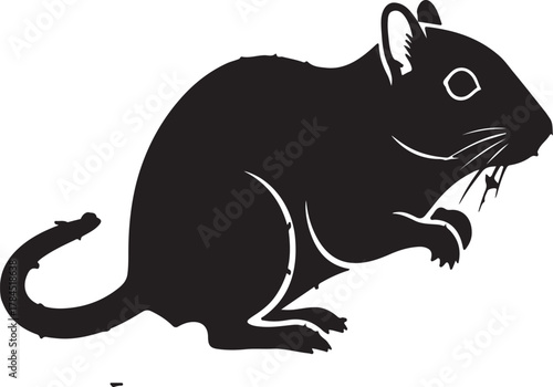 Black silhouette vector illustration of cat and squirrel animals