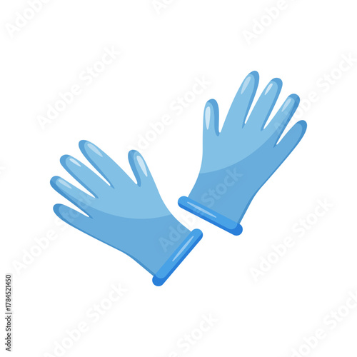 Medical  gloves isolated on transparent background. Latex doctor`s gloves. Surgery, therapy, dentistry item . Medical tools. Single item. Cartoon flat style. Simple icon.  Vector illustration. 
