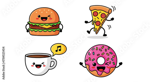 set of funny cartoon fruits