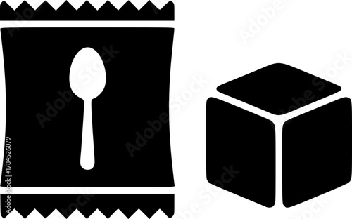 Snack Bar and Ice Cube Icon Set