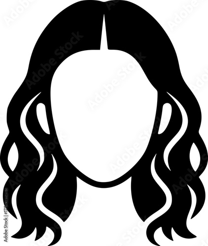 Wavy Hair Woman Silhouette Icon
