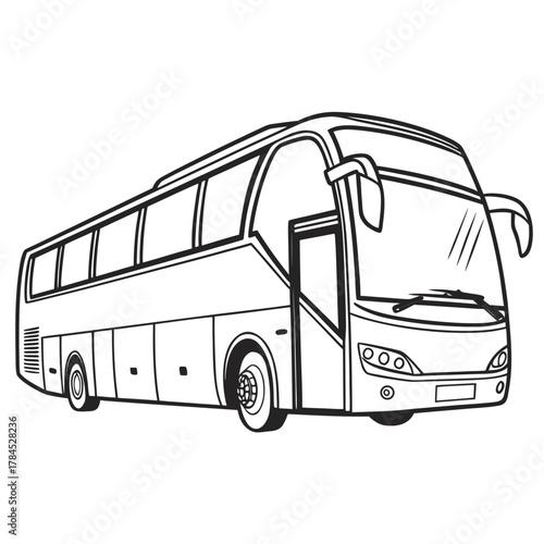 Illustration of a modern intercity bus, showcasing its design and features for transportation and travel purposes
