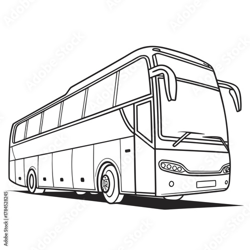 Detailed illustration of a modern intercity bus, showcasing its design and features for transportation and travel needs