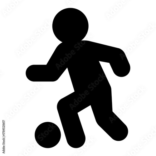 Sportsman with ball solid icon, football sport concept. Vector graphics. Football player, soccer sign on white background, style icon mobile or web design.