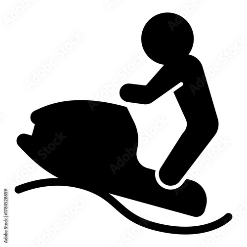 Man on gyroscooter in the sea solid icon, summer sports concept. Vector graphics. Man on a water scooter, sport sign on white background, style icon mobile or web design.