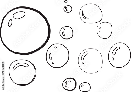 Minimalist line drawing of water droplets bubbles liquid