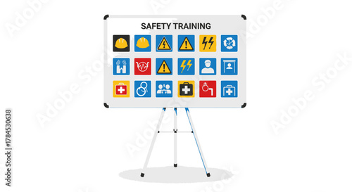 Safety Training Icons on a Flip Chart Workplace Hazard Awareness