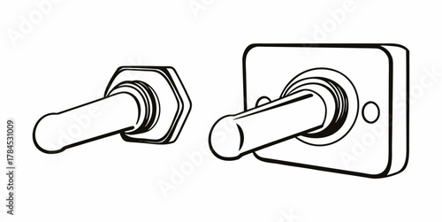 Illustration of two toggle switches with different base shapes on a white background view
