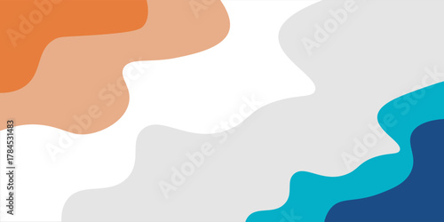 Blue and orange geometric business banner design. Creative banner design with wave shapes and lines for template. Simple design on white horizontal banner. Eps10 vector