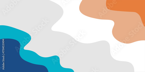Blue and orange geometric business banner design. Creative banner design with wave shapes and lines for template. Simple design on white horizontal banner. Eps10 vector