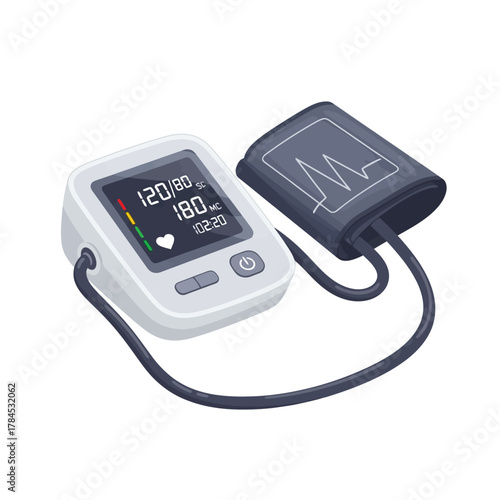 Digital blood pressure monitor displaying readings for health awareness