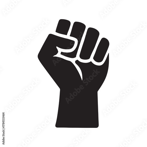Powerful black fist raised upward symbolizing strength unity and resistance against oppression