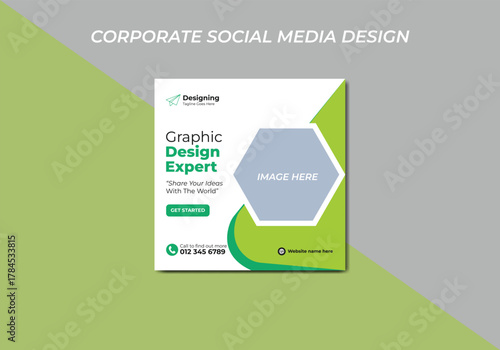 Graphic Design Expert corporate social media agency banner or instagram post template. Instagram post social media banner template graphic design agency.

