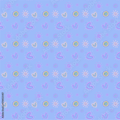 Cute seamless pattern of hearts and circles