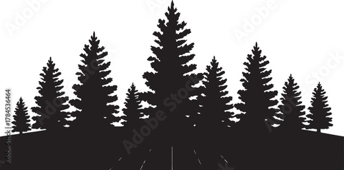 set of tree and wheat silhouettes vector illustration of nature and forest elements