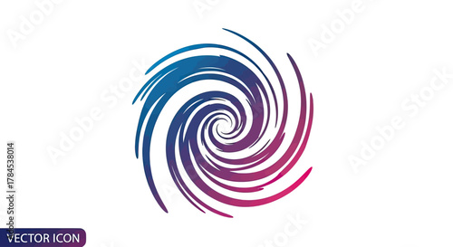 A spiral composed of shaded blue to pink shapes on a white background. Vector icon included