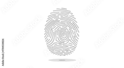 Stylized grey fingerprint graphic with a subtle shadow on a clean white background