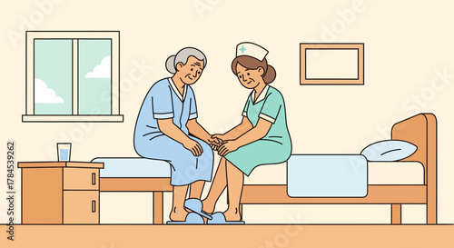 A Compassionate Nurse Comforting A Senior Patient At Bedside During A Medical Checkup