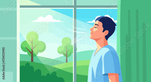 Breathing In The Fresh Air While Enjoying Nature Views Through The Window