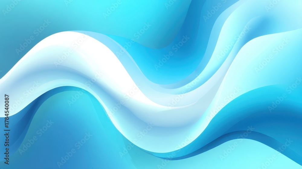 Fototapeta premium Abstract fluid curves in shades of blue and white creating a dynamic and soothing visual effect for backgrounds or creative projects