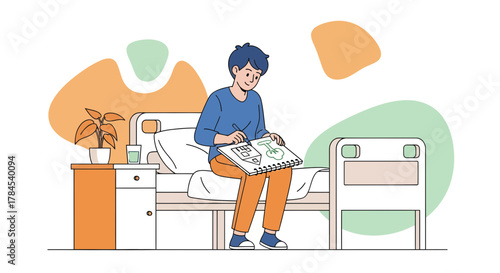 Creative Aspirations: Architect Illustrating Ideas on a Sketchbook While Relaxing