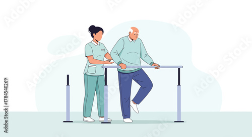 Elderly Patient Physiotherapy Session Promoting Recovery And Offering Physical Support