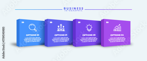Infographic design with icons and 4 options or steps. Infographics for business concept. Can be used for presentations banner, workflow layout, process diagram, flow chart, info graph
