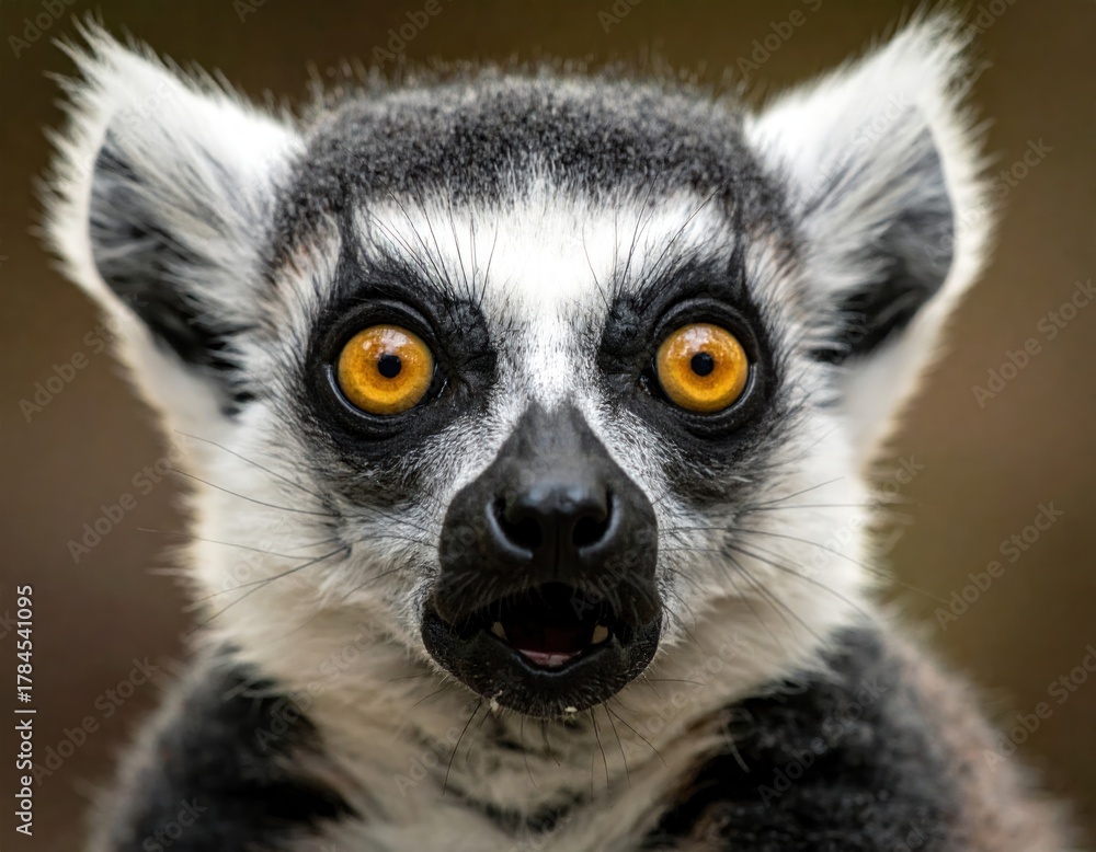 Obraz premium Close-up of a lemur with striking eyes and curious expression