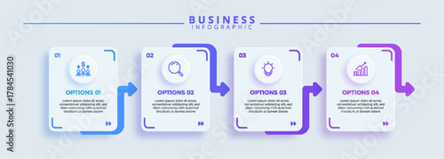 Infographic design with icons and 4 options or steps. Infographics for business concept. Can be used for presentations banner, workflow layout, process diagram, flow chart, info graph