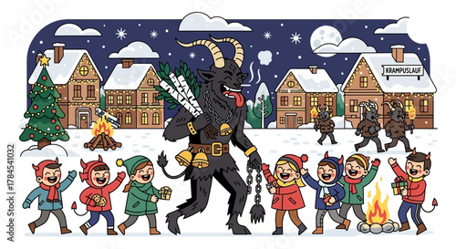 Krampuslauf Festive Winter Celebration with Mischief and Merriment