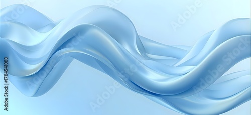 Abstract flowing blue silk fabric wave on a light background