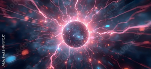 Vibrant cosmic portal with electric energy and nebula background