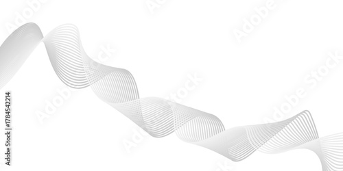Digital vector illustration of a white paper plane and paper clip flowing with blue light waves and curves on a patterned background