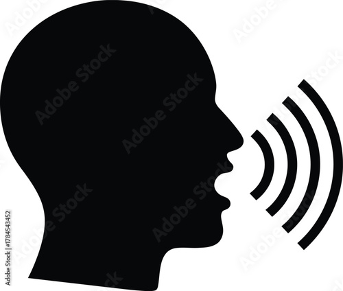 Speaking communication sound waves voice speech talking person icon symbol eps silhouette