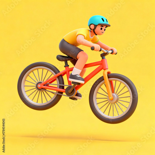 Wallpaper Mural Cyclist riding red bike in air Torontodigital.ca