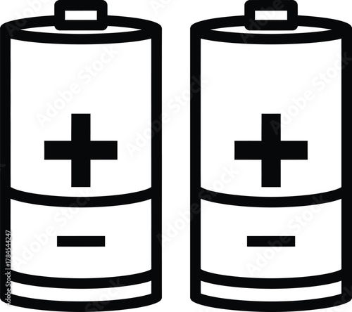 Battery power energy source aa aaa batteries plus minus sign icon vector eps silhouette