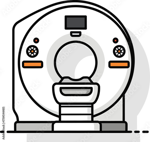 Ct scan machine medical imaging technology equipment illustration eps silhouette