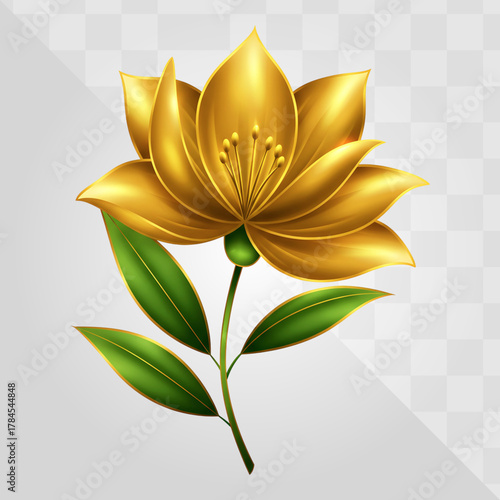 Golden Lotus Flower Illustration