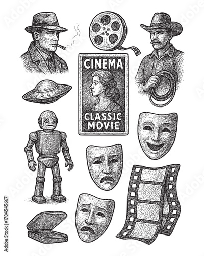 Vintage Cinema and Movie Elements Collection