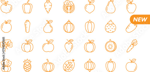 Vibrant collection of fresh fruits and berries illustrated with bold colors and clean lines