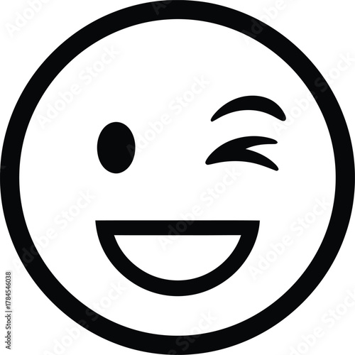 Winking face emoji vector illustration cheerful happy expression design eps silhouette