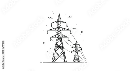 The iconic lattice steel transmission towers are engineered for distributing electrical power efficiently and reliably across vast distances.