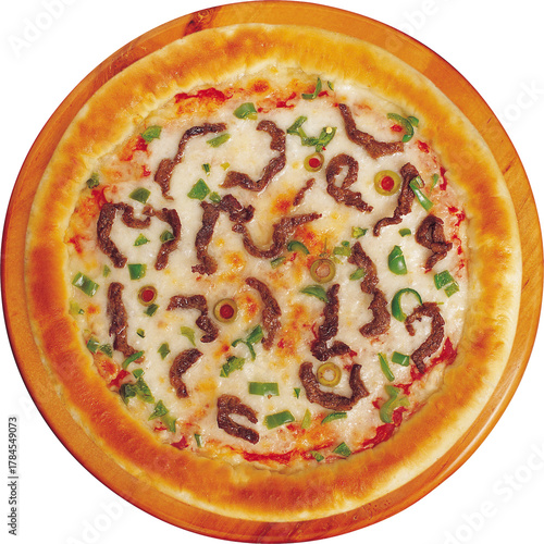 pizza isolated on white background，Celebrating Thanksgiving, turkey，PNG