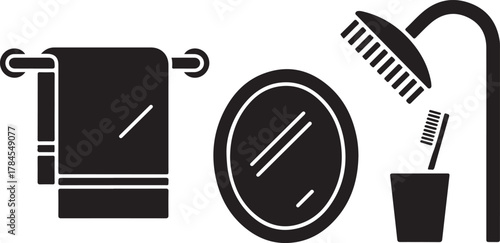 Set of Bathroom Accessories Isolated On Transparent Background Vector Illustration Design Template Exactly 130 Characters