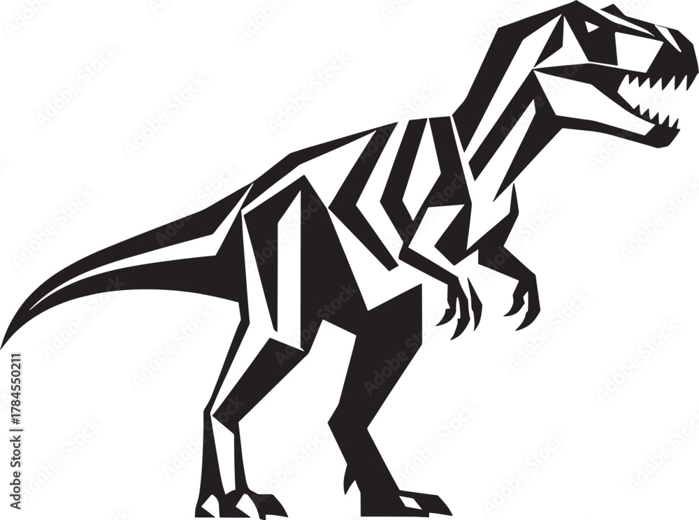 Fototapeta premium Geometric style tyrannosaurus rex dinosaur silhouette with sharp teeth and claws
