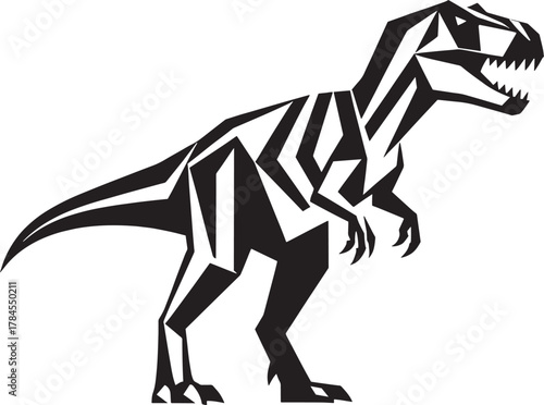 Geometric style tyrannosaurus rex dinosaur silhouette with sharp teeth and claws