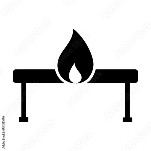 Bunsen Burner Flame Black Glyph Vector Icon for Science Lab or Heating