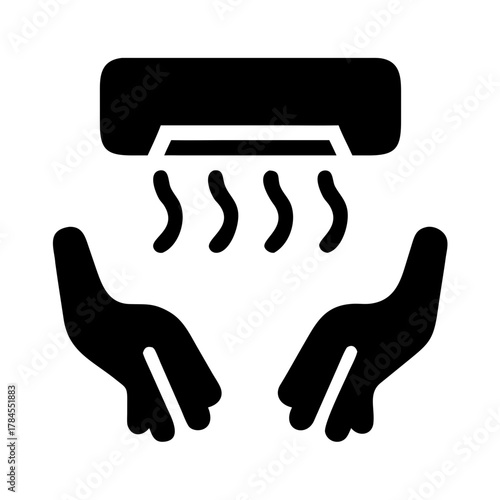 Automatic Hand Dryer Icon Black and White Glyph Vector for Hygiene and Bathroom