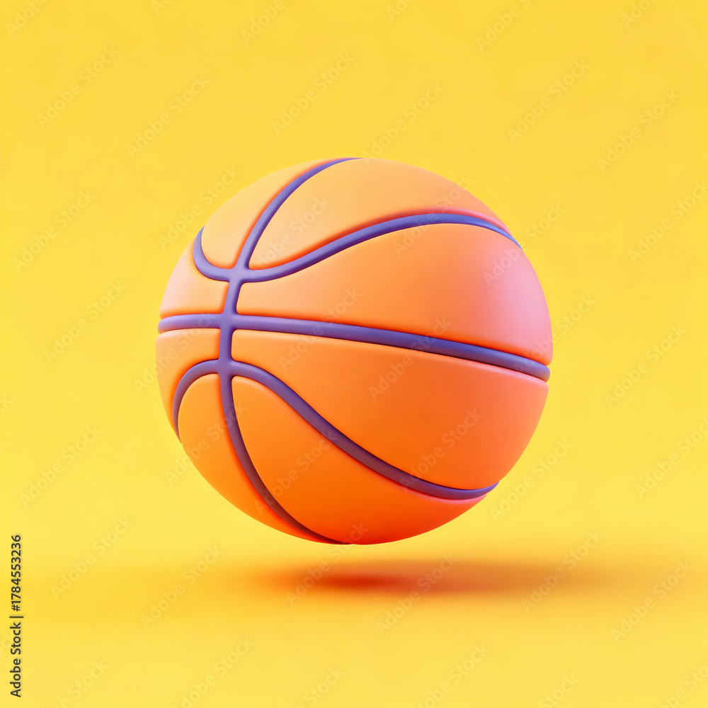 Fototapeta premium Basketball on yellow background